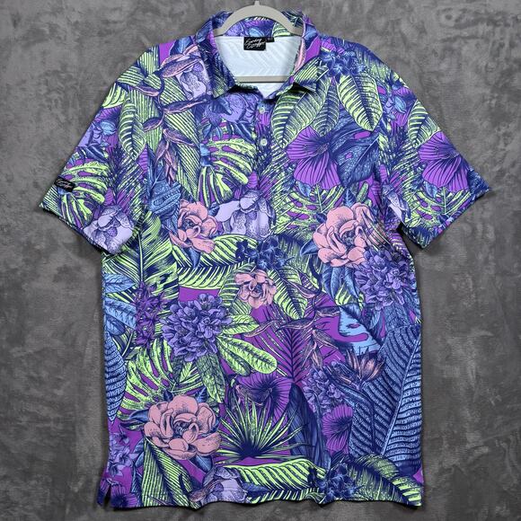Sunday Swagger Tropical Floral Polo Shirt XLT - Picture 1 of 6